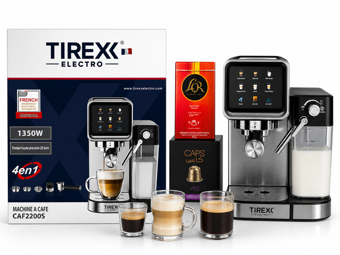 MACHINE CAFE TIREX 4in1 1350W 20 bars