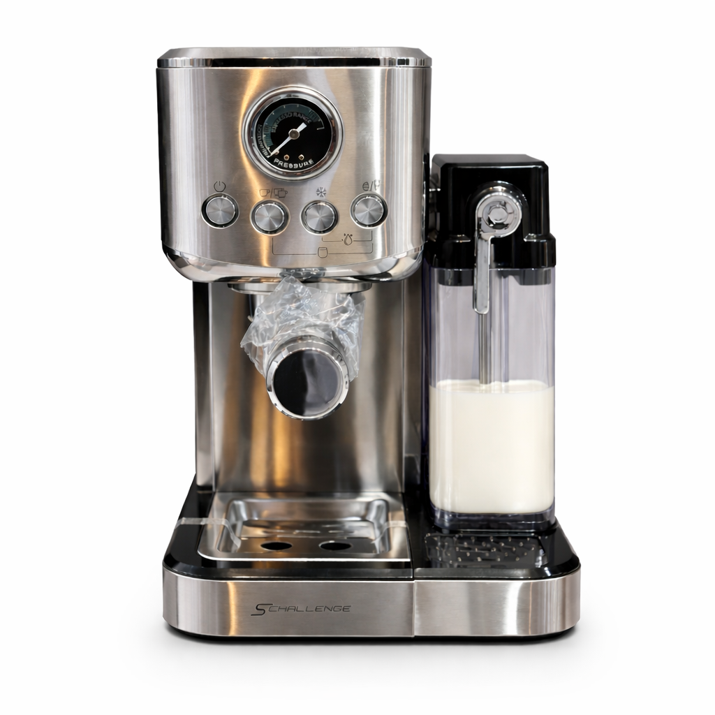 ماكينة قهوة Espresso Shallenge Barista Pro 1350W – ضغط 20 بار | كبسولات وقهوة مطحونة