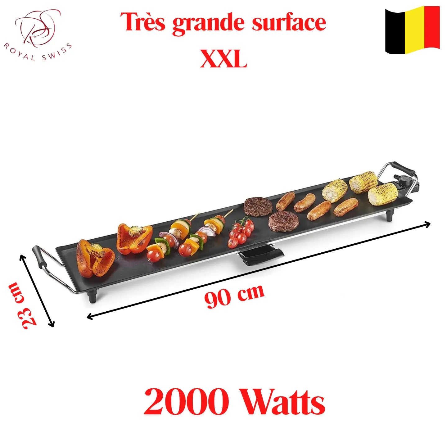 شواية كهربائية XXL 90cm PLANCHA ROYAL SWISS 2000W