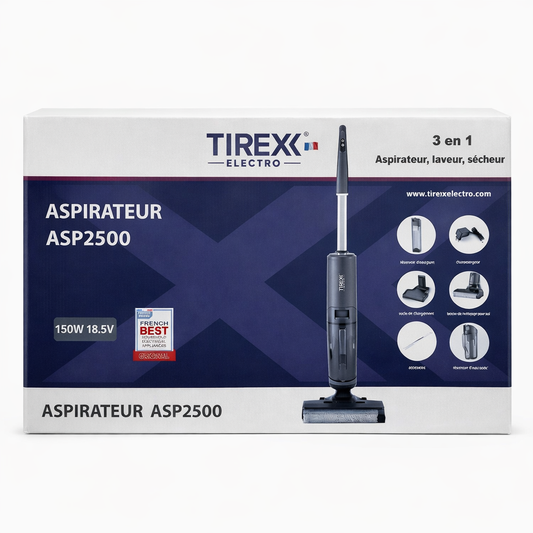 Aspirateur 3 en 1 TIREX  ASP2500 – شفط، غسل وتجفيف الأرضيات
بقوة 150W